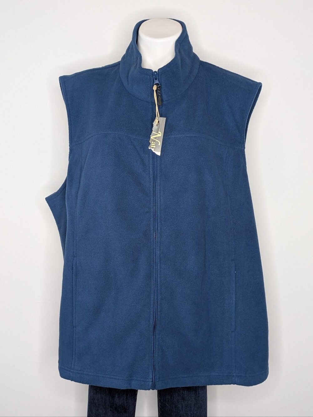 NWT Natural Reflections Blue Sleeveless Fleece Zip Up Vest Jacket 2X